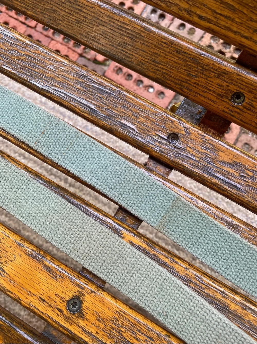 Vintage USA Surplus Brass Buckle Green Web Belt Military Pappys